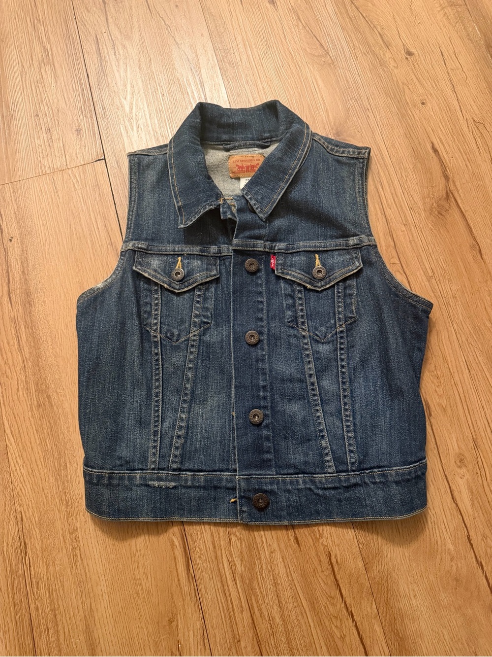 Levi's Dark Blue Kids Denim Vest with Button Front